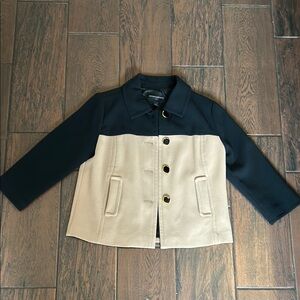 Banana Republic Pea Coat Black and Tan Color-Blocked Design